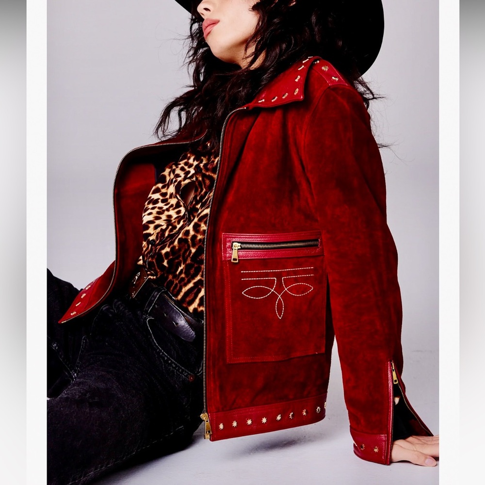 Western & Co Ruby Red Suede Jacket